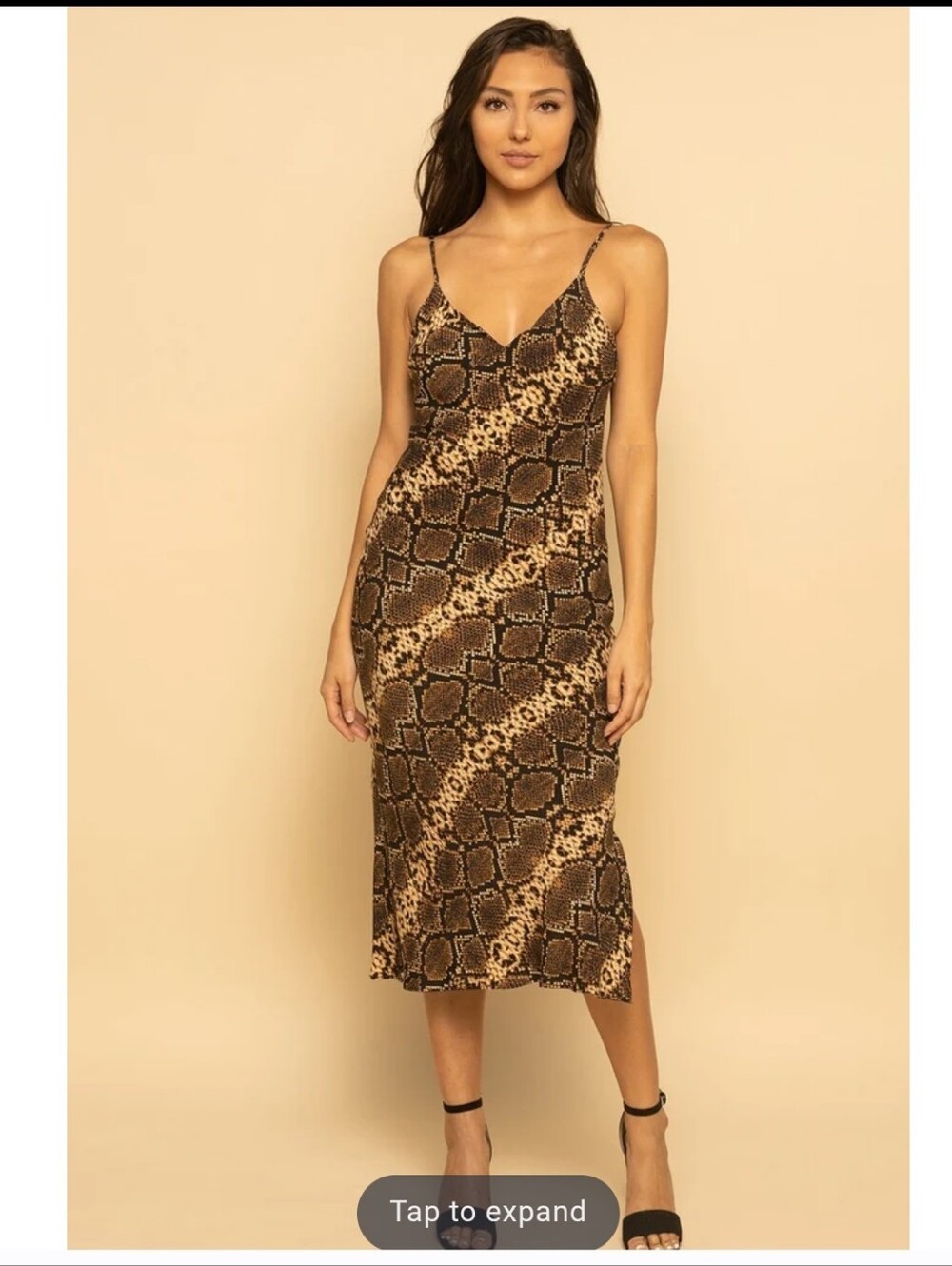 Nwt OLIVACEOUS CAMI 90s Y2K Snake Print Slip Midi Dress Brown Satin Whimsigoth